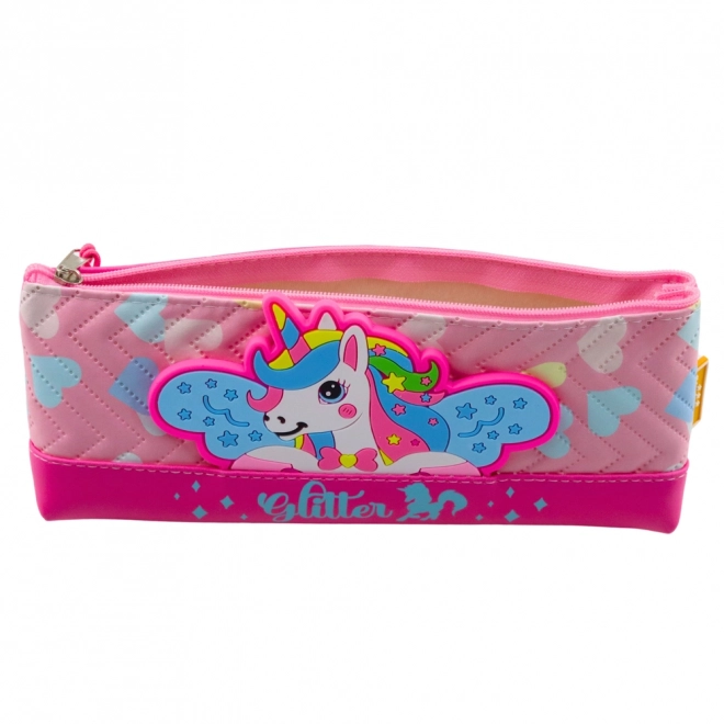 Schul-Etui mit Einhorn rosa 20 x 8,5 cm