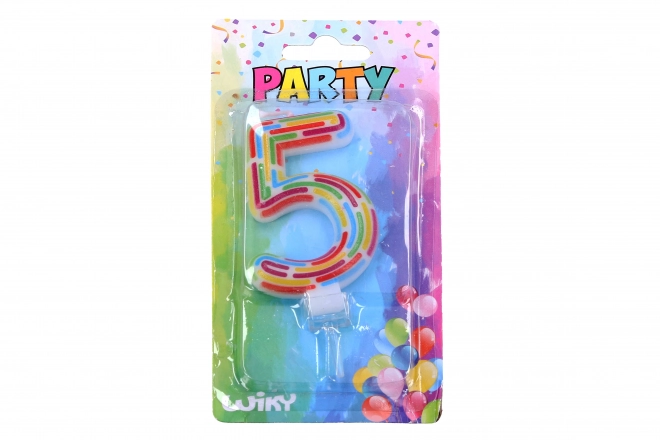 Feestkaars nummer 5 Streepjes