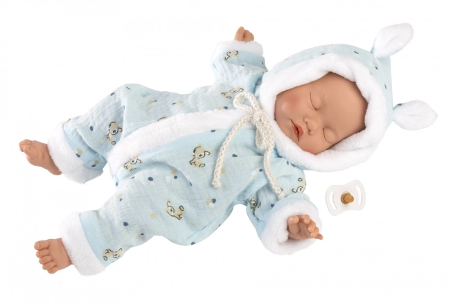 Llorens 63301 LITTLE BABY - slapende realistische baby pop met zachte stoffen lichaam - 32 cm