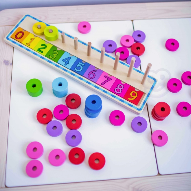 Woopie Green puzzle Montessori en bois pour compter et trier les couleurs, 56 pièces