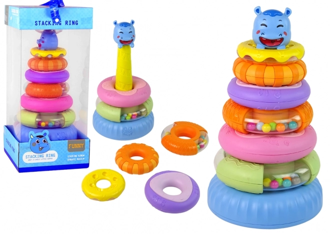 Educatieve piramide met gekleurde ringen / donuts