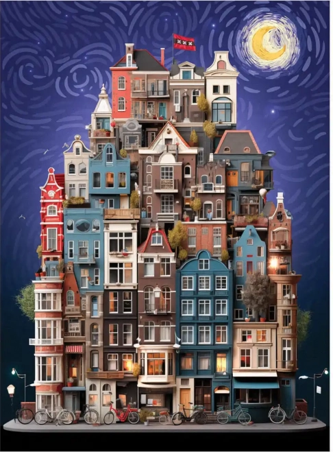 Puzzle Nuit étoilée à Amsterdam 1000 pièces