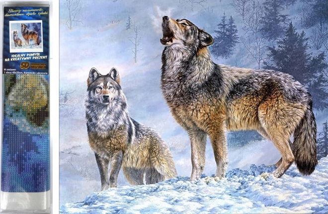 Diamantschilderij Wolf Roep 30x40cm
