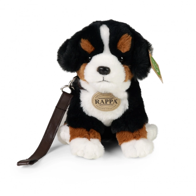 Pluchen Berner Sennenhond zittend met riem en geluid 20 cm MILIEUVRIENDELIJK