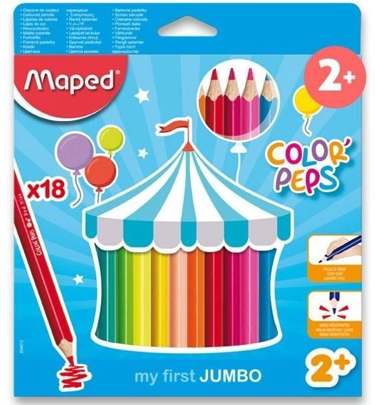 Triangular Jumbo Colored Pencils Color'Peps by Maped, 18 pcs