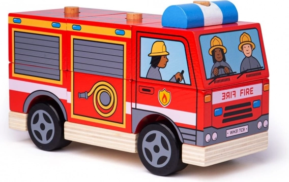 Houten brandweerauto met stapelbare onderdelen BIGJIGS