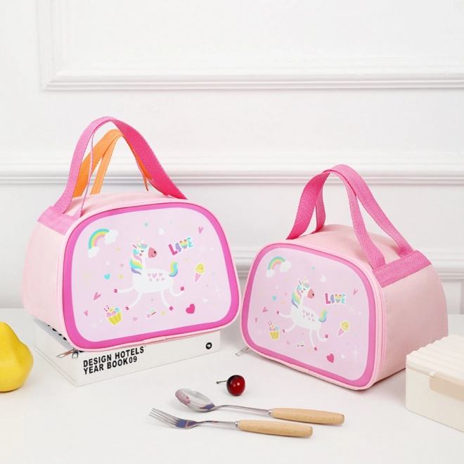 Roze thermische lunchtas met eenhoorn 23cm