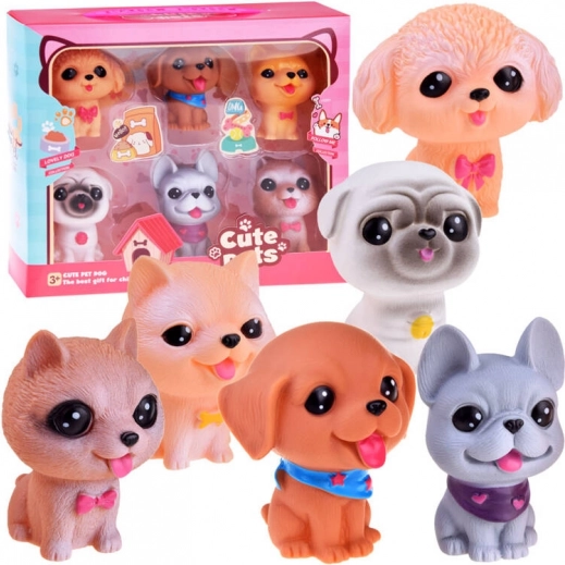 Satz von Gummifiguren Hundewelpen 6 Stück