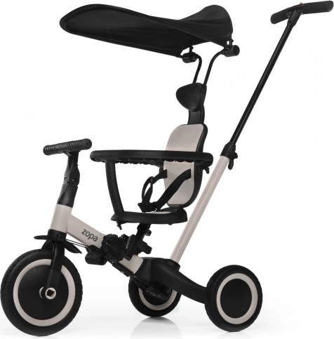 Kinder meegroeitrike Zopa Razor Pro 6-in-1 Ivory Beige met duwstang