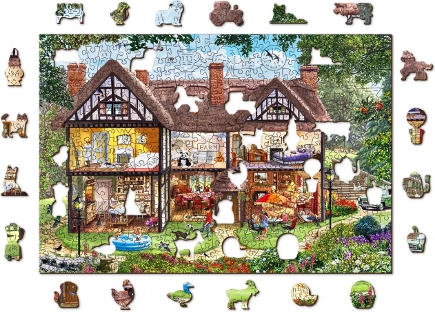 Houten dubbelzijdige puzzel Zomerhuis 2-in-1, 505 stukjes