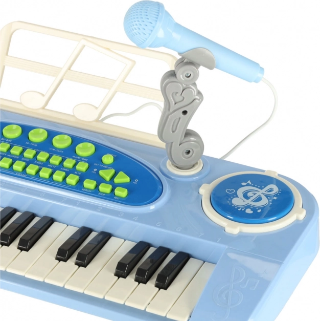 Interactief kindertoetsenbord met microfoon - blauw