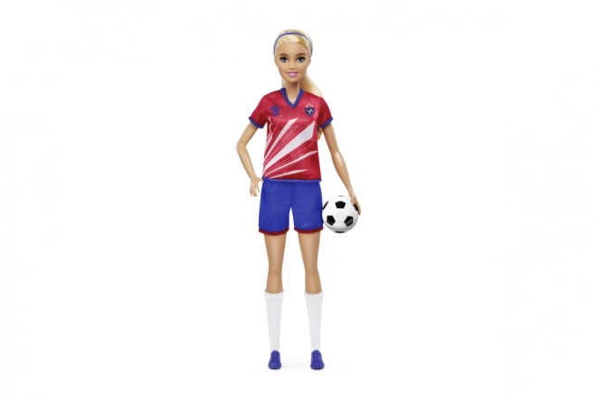 Barbie voetbalpop in rood tenue