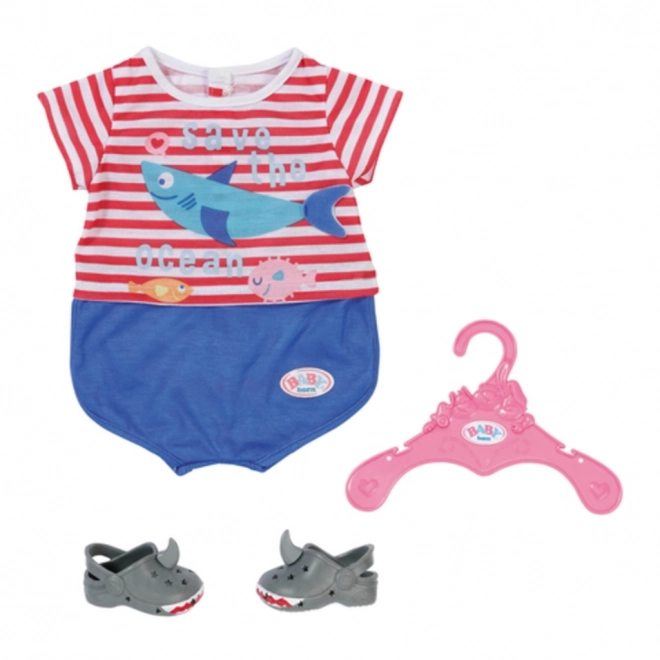 BABY born Pyjamapakket en pantoffels, blauw, 43 cm