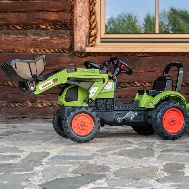 Tracteur Claas Arion 410 à pédales avec remorque vert