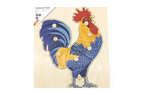 Houten Montessori-inlegpuzzel - haan