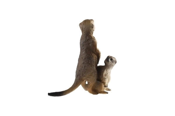 Suricata met jong zooted plastic 8cm donkerbruin in zakje