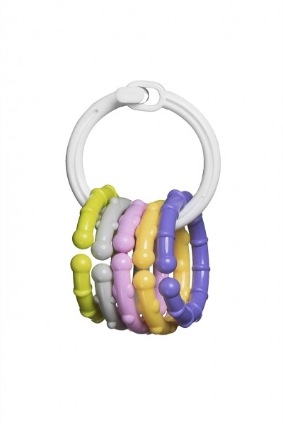 Rattle Ring with 5 Colorful Charms