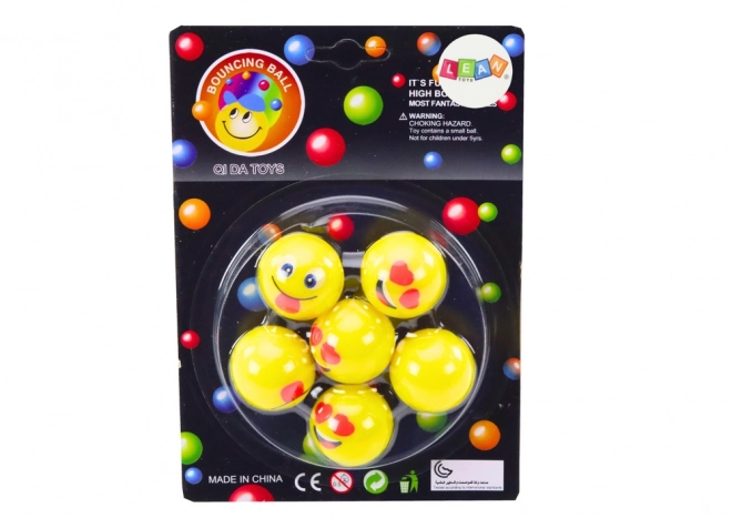 Set of Yellow Emoji Bouncy Balls 6 pcs