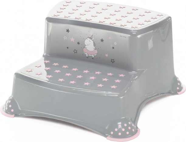 Two-step stool for WC/sink "Unicorn", Grey/Pink