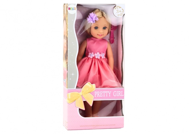 Cheveux longs pour poupées Robe rose Clip Brosse 38cm
