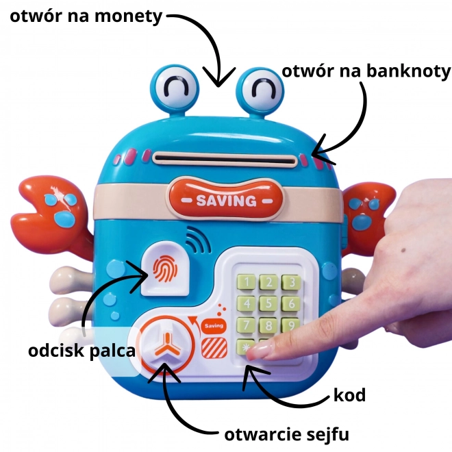 Woopie Electronic Safe ATM with Access Pin - Blue Crab Backpack