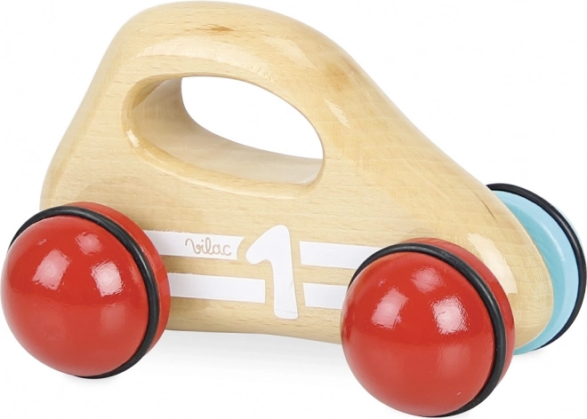 Houten raceautootje met handgreep – naturel
