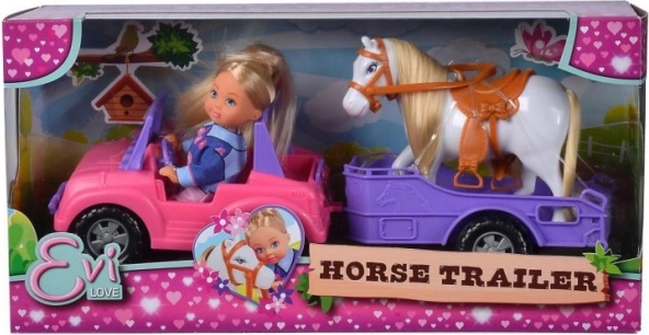 poupée Evi Love avec jeep et remorque pour cheval