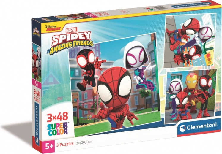 Trois motifs SPIDEY colorés dans un seul coffret