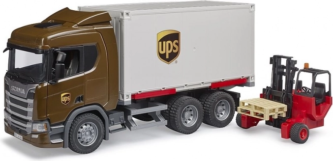 Nutzfahrzeug SCANIA Super 560R UPS mit Gabelstapler BRUDER 1:16
