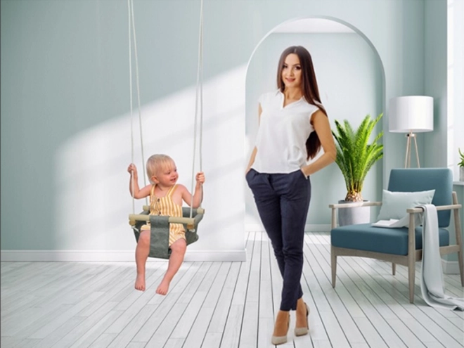 Wooden Baby Swing with Bucket Seat