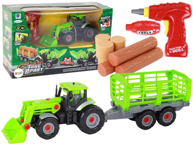 Tractor DIY met aanhanger Landbouwmachine Schroevendraaier