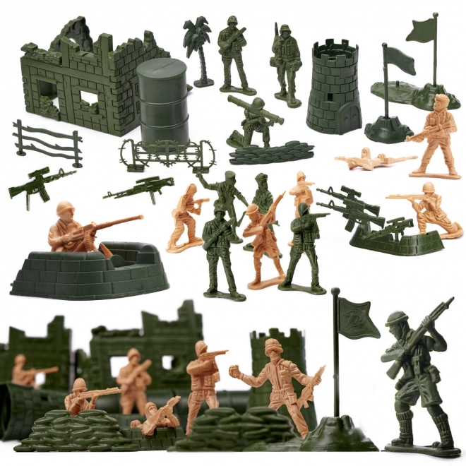Set soldaatfiguren + militaire basis 114 onderdelen