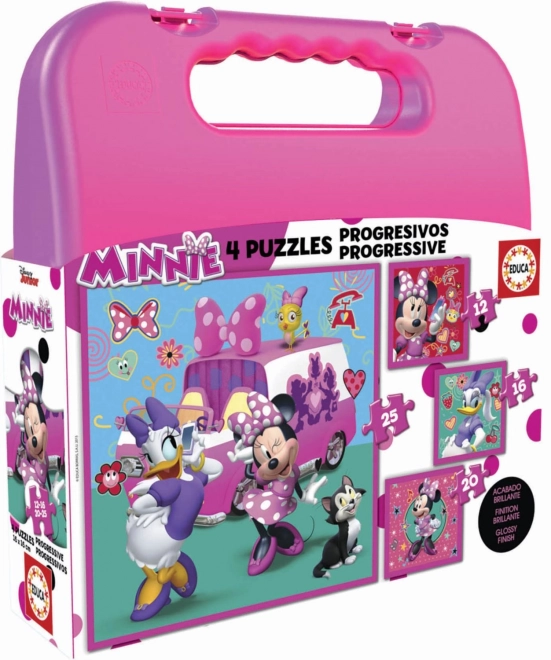 EDUCA puzzel in koffertje Minnie en Daisy 4in1 voor kinderen