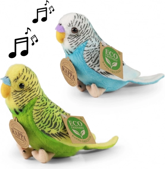 Plush budgies with sound 11 cm – set of 2 pcs ECO‑friendly