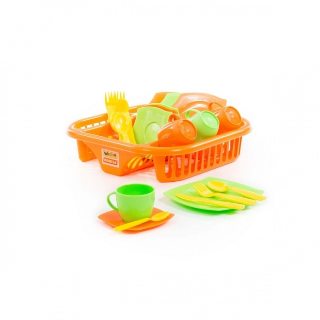 Children's Dish Set with Drainer