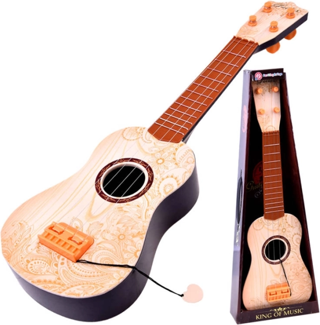 Kids’ Guitar with Metal Strings and Pick – Natural