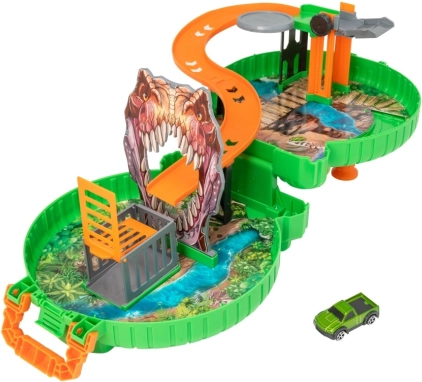 Teamsterz piste dinos dans une valise avec petite voiture
