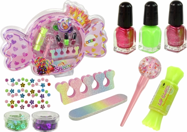 Coffret de décoration des ongles et de maquillage en forme de bonbon