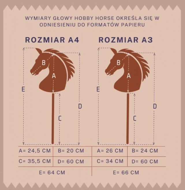 HOPPIHORSE stokpaard hobby horse formaat A3 beige