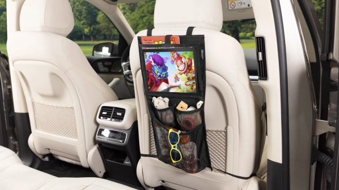 Organizer voor stoel + zak voor tablet en speelgoed