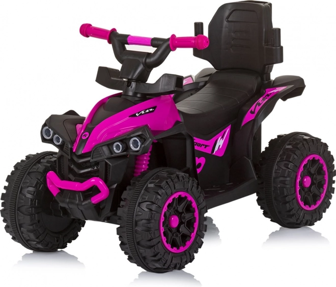 Loopfiets met dak en duwstang ATV Roze