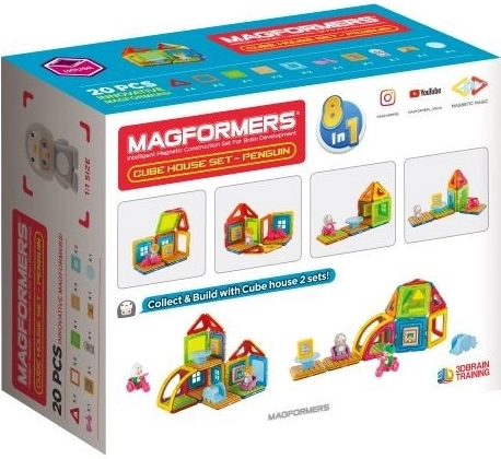 maison cube pingouin en blocs magnétiques