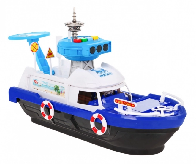 Interactieve politieboot 2-in-1 met opslagruimte en lichten en geluiden