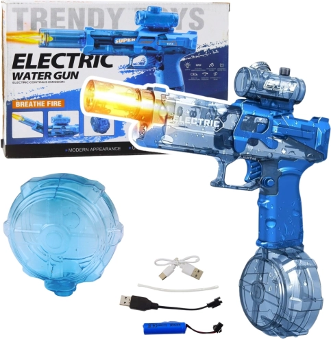 Pistolet à eau électrique avec batterie et effet lumineux – bleu