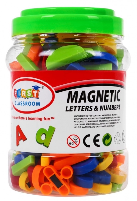 Set gekleurde magneten Nummers, Letters en Vormen - 128 stukken