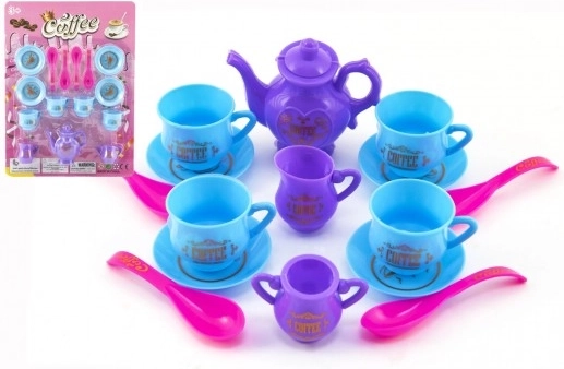 Dishes - coffee and tea set plastic 15 pcs on card 21x28 cm