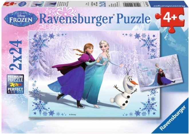Puzzel 2x24 stukken Frozen Zusters voor Altijd