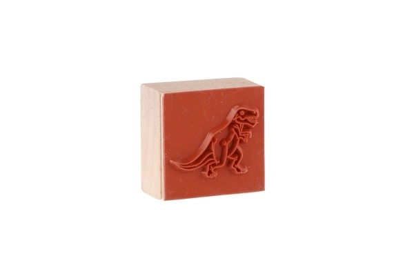 Houten stempels 5+1 met kussen dinosaurussen 3x3cm op kaart