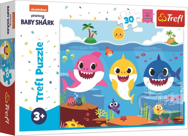 Puzzel Onderwaterwereld van Haaien/Baby Shark 27x20cm 30 stukjes in doos 21x14x4cm