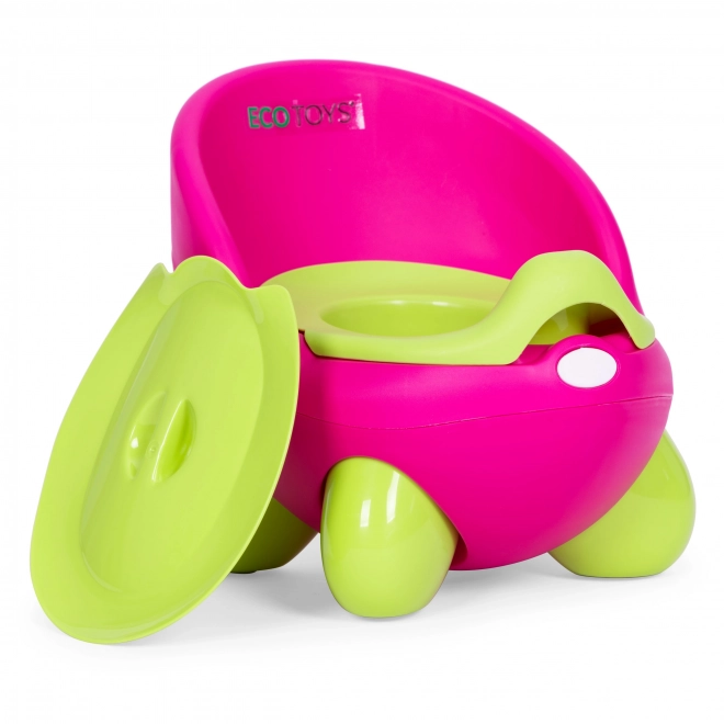 ECOTOYS roze-groene kinderpotje met antislipvoetjes